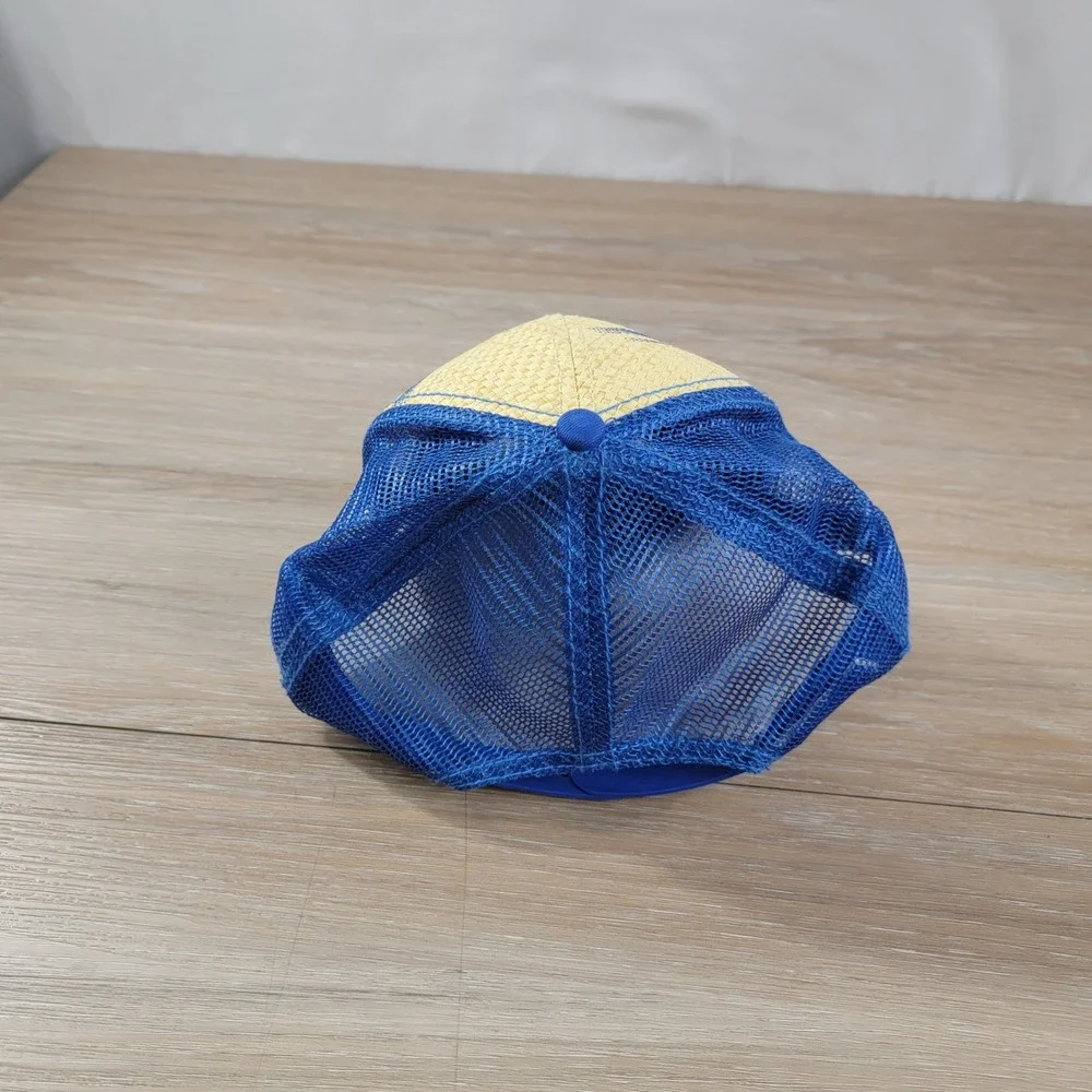 Bud Light Hat Beer Straw Trucker Cap Adjustable Blue Tan - Picture 3 of 8